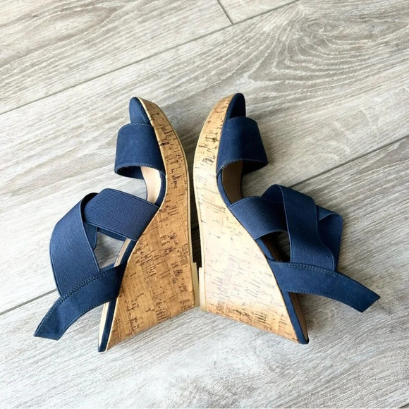 American Eagle Ryan Blue Cork Wedge Sandals - Picture 7 of 13